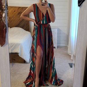 Vici Striped maxi dress